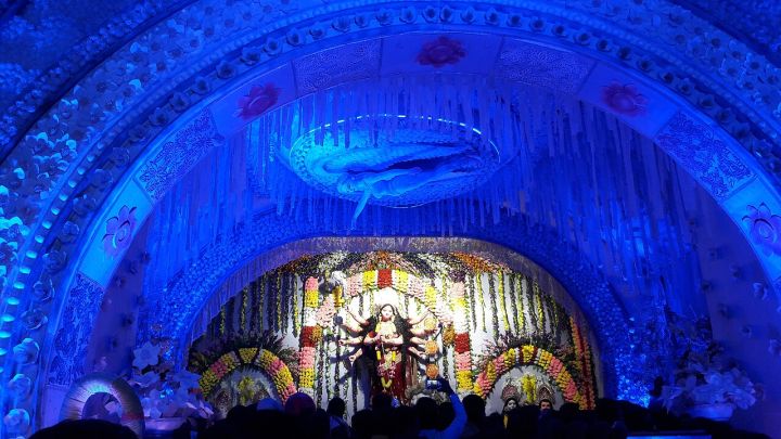 Katihar Durga Puja Pandals Feature Unusual Cockroach and Sheesh Mahal Themes