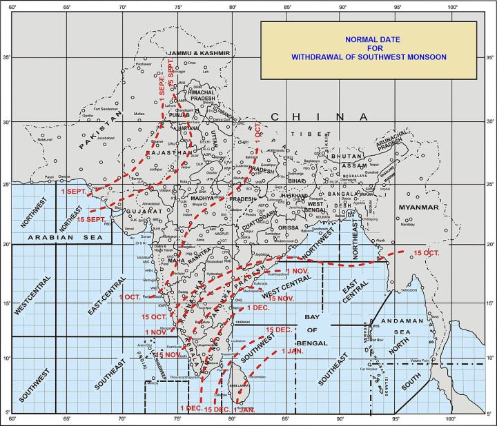 Southwest Monsoon Withdrawal Advances, Rainfall Continues in Several States