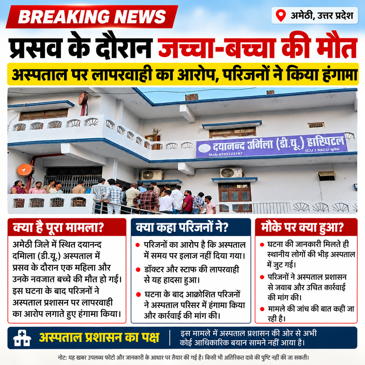 गोरखपुर: प्रसव के दौरान गर्भवती महिला और नवजात की मौत, निजी अस्पताल पर लापरवाही का आरोप

डॉक्टर