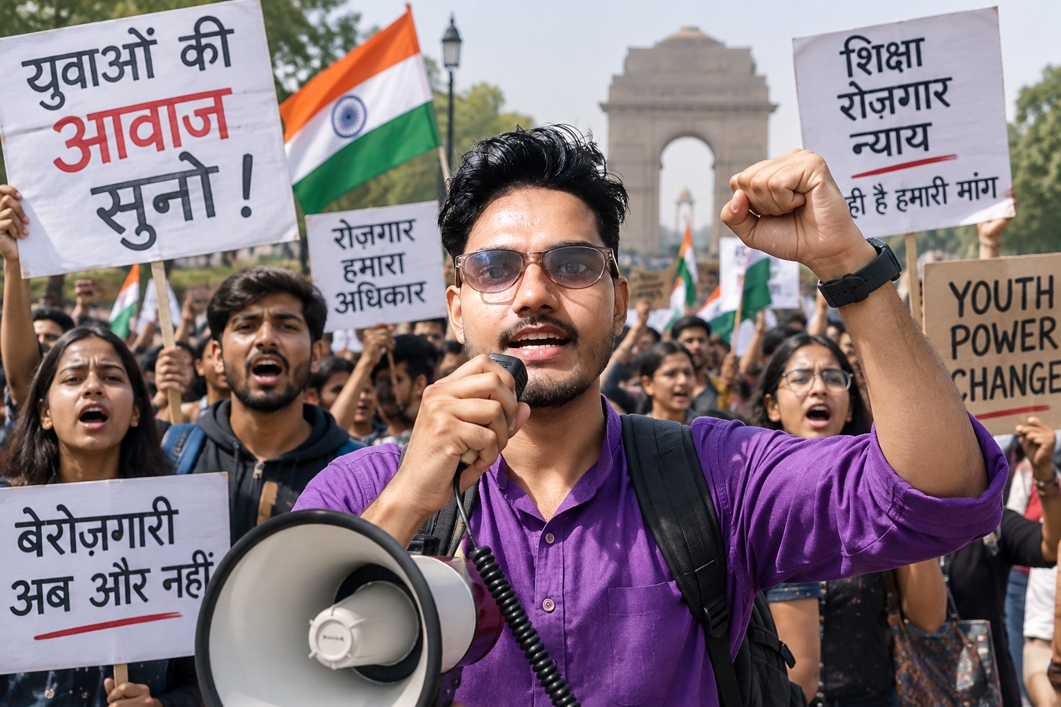 दिल्ली में विभिन्न मांगों को लेकर चल रहा विरोध प्रदर्शन